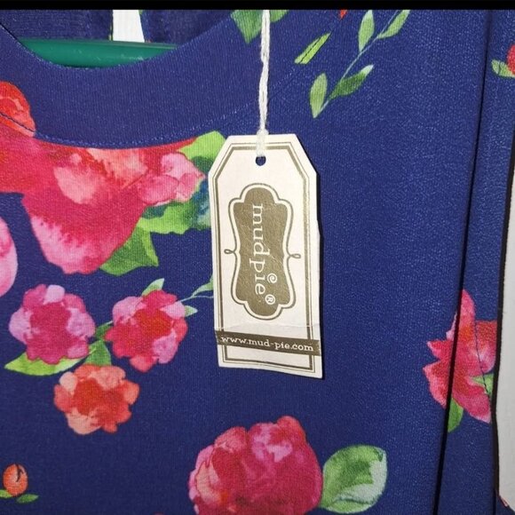 NWT Mud Pie Sawyer Swing Dress Navy Floral Sleeveless S Polyester Womens Casual - Picture 7 of 10